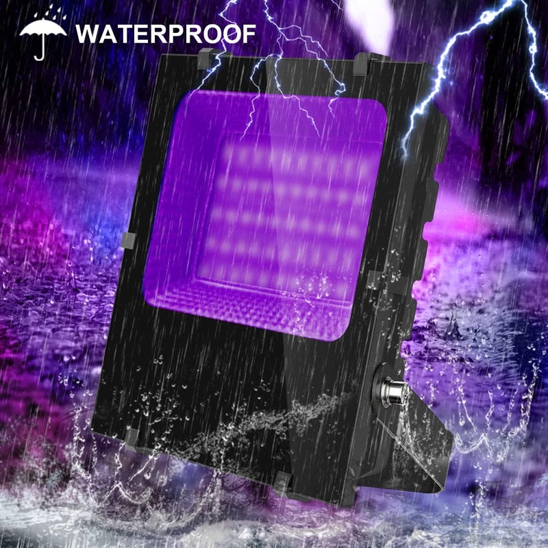 Waygor 300W Black Lights Outdoor, Commercial High Power LED Black Light Flood Lights IP66 Waterproof Blacklight FloodLight 395nm Black Light Spotlight for Glow Party Large Space, Halloween (2 Pack) - Image 2